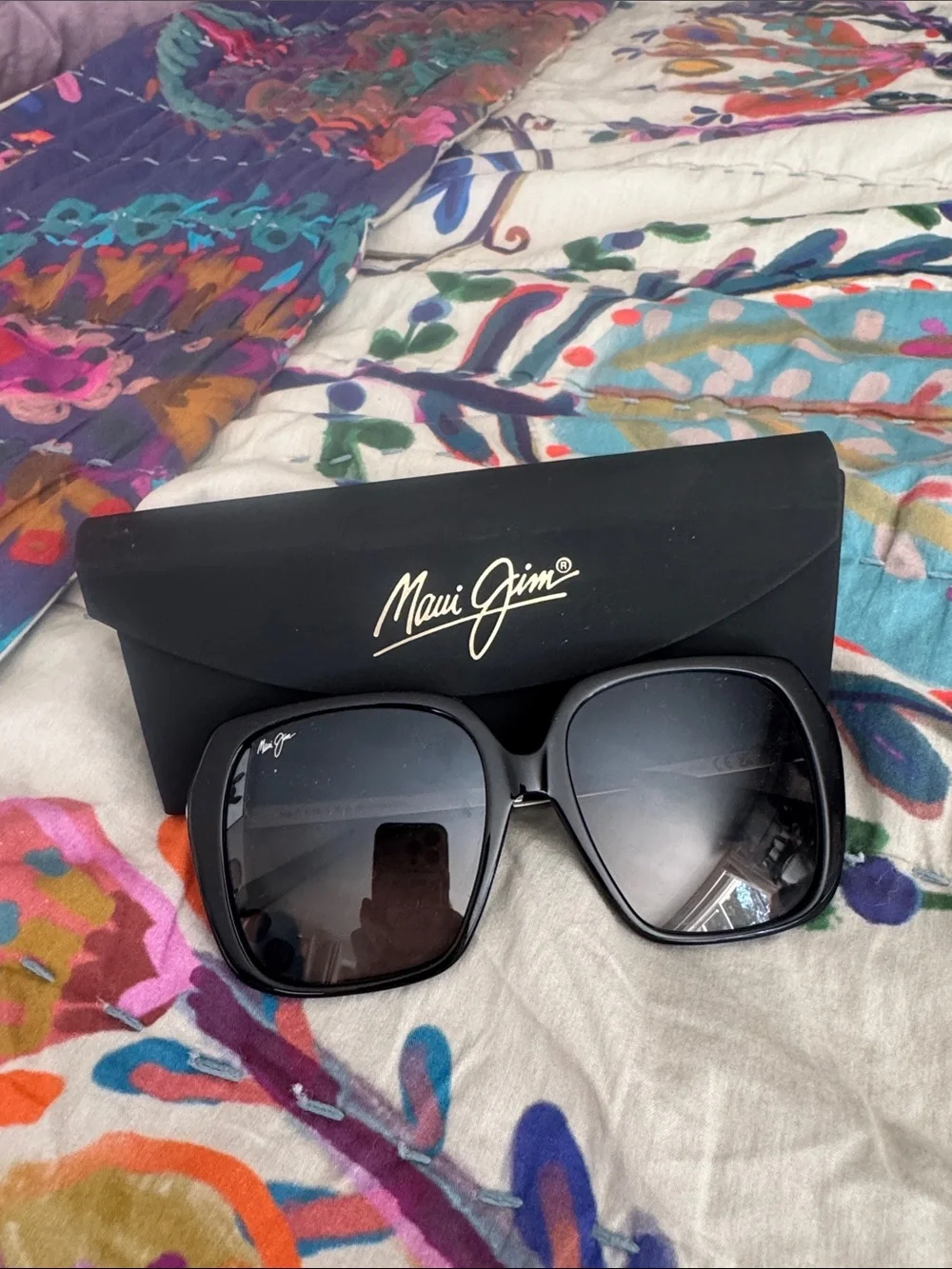 Maui Jim Glossy Black Poolside Oversized Sunglasses